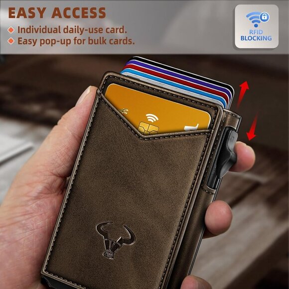 Men Wallet,Money Clip Wallet Slim For Gift Men 9Cards-Metal Credit Card Case in - Picture 4 of 9